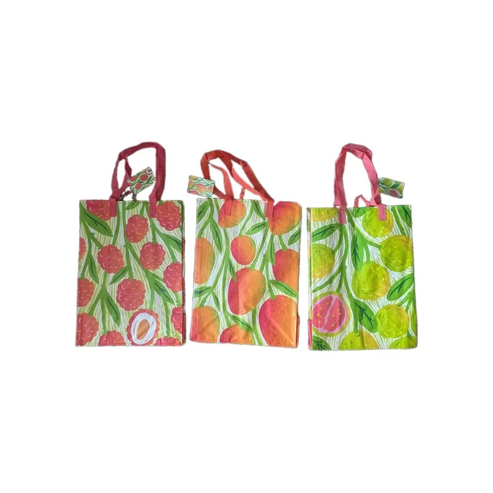 3 Pc Lot Foodland Hawaii Mango Guava Lychee Reusable Bags NWT Aloha Island Fruit
